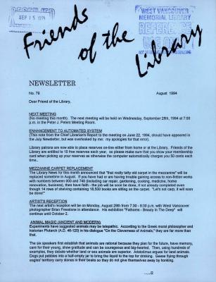 Friends of the Library Newsletter, 1 Aug 1994