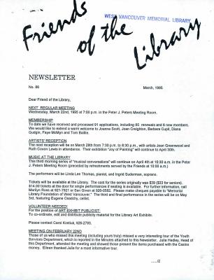 Friends of the Library Newsletter, 1 Mar 1995