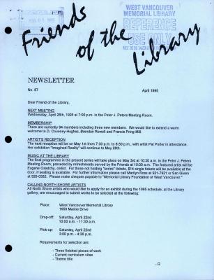 Friends of the Library Newsletter, 1 Apr 1995