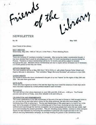 Friends of the Library Newsletter, 1 May 1995