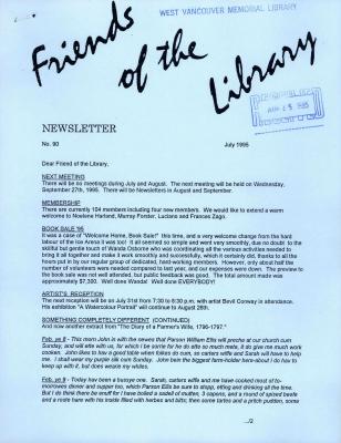 Friends of the Library Newsletter, 1 Jul 1995