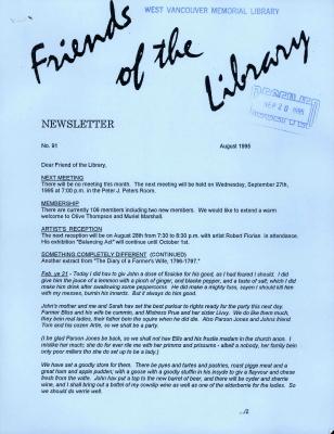 Friends of the Library Newsletter, 1 Aug 1995