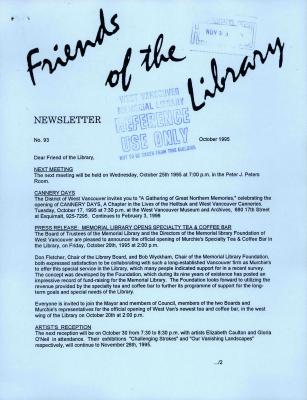 Friends of the Library Newsletter, 1 Oct 1995