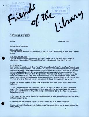 Friends of the Library Newsletter, 1 Nov 1995