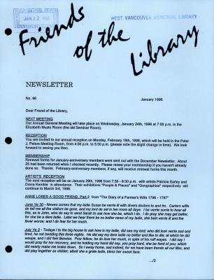 Friends of the Library Newsletter, 1 Jan 1996