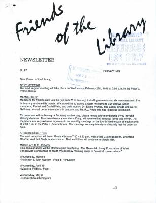 Friends of the Library Newsletter, 1 Feb 1996