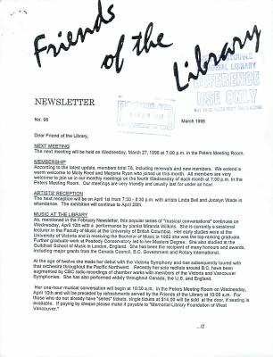 Friends of the Library Newsletter, 1 Mar 1996