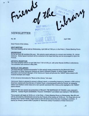 Friends of the Library Newsletter, 1 Apr 1996