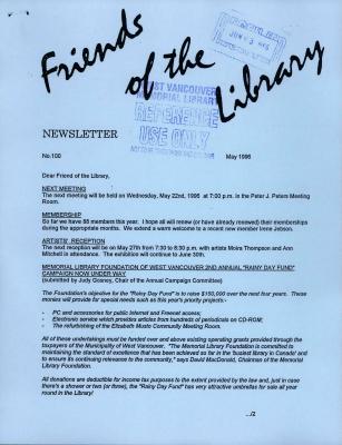 Friends of the Library Newsletter, 1 May 1996