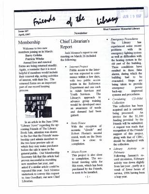 Friends of the Library Newsletter, 1 Apr 1997