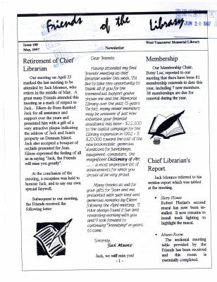 Friends of the Library Newsletter, 1 May 1997