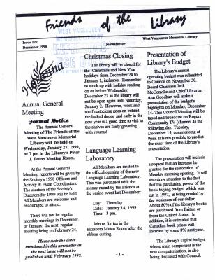 Friends of the Library Newsletter, 1 Dec 1998