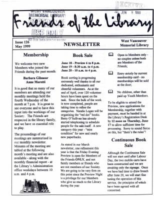 Friends of the Library Newsletter, 1 May 1999