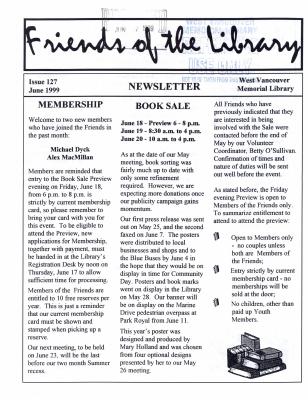 Friends of the Library Newsletter, 1 Jun 1999