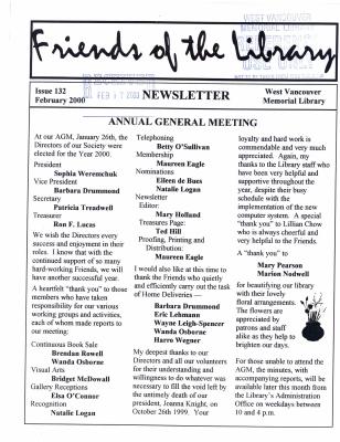 Friends of the Library Newsletter, 1 Feb 2000