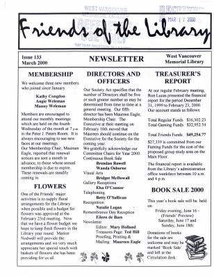 Friends of the Library Newsletter, 1 Mar 2000