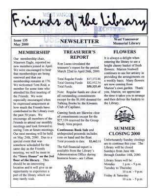 Friends of the Library Newsletter, 1 May 2000