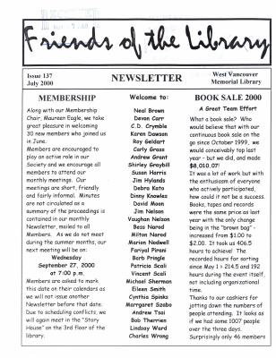 Friends of the Library Newsletter, 1 Jul 2000