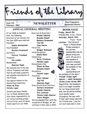 Friends of the Library Newsletter, 1 Feb 2001