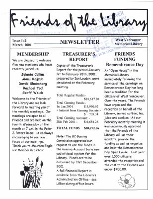 Friends of the Library Newsletter, 1 Mar 2001