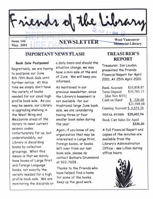 Friends of the Library Newsletter, 1 May 2001