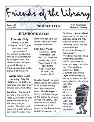 Friends of the Library Newsletter, 1 Jun 2001