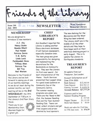 Friends of the Library Newsletter, 1 Jul 2001