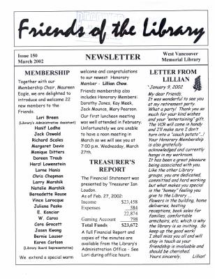 Friends of the Library Newsletter, 1 Mar 2002