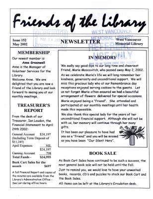 Friends of the Library Newsletter, 1 May 2002