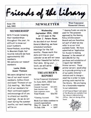 Friends of the Library Newsletter, 1 Jul 2002