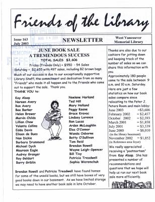 Friends of the Library Newsletter, 1 Jul 2003