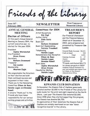 Friends of the Library Newsletter, 1 Feb 2004