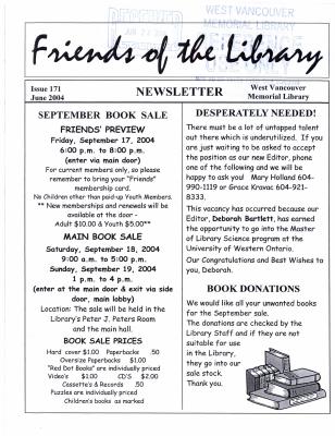 Friends of the Library Newsletter, 1 Jun 2004