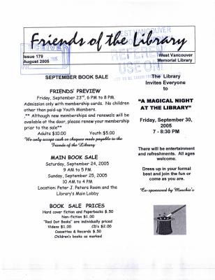 Friends of the Library Newsletter, 1 Aug 2005