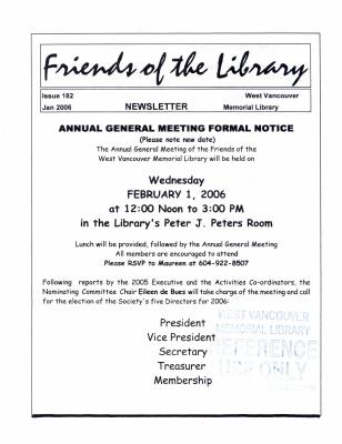 Friends of the Library Newsletter, 1 Jan 2006