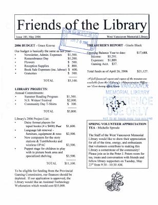 Friends of the Library Newsletter, 1 May 2006