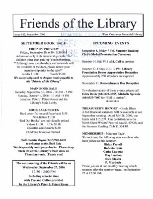 Friends of the Library Newsletter, 1 Sep 2006