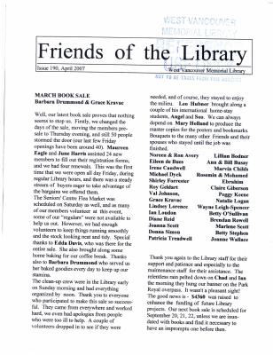 Friends of the Library Newsletter, 1 Apr 2007