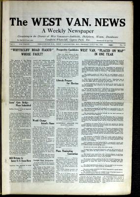 West Van. News (West Vancouver), 9 Jul 1926