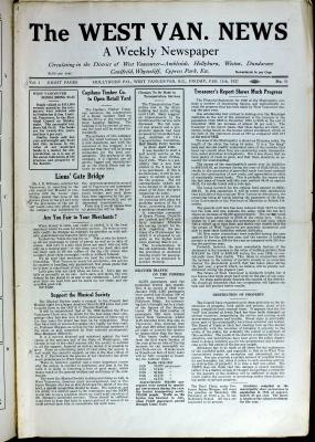 West Van. News (West Vancouver), 11 Feb 1927