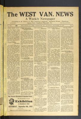 West Van. News (West Vancouver), 7 Sep 1933