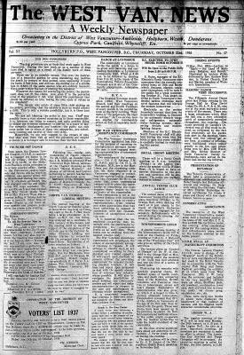 West Van. News (West Vancouver), 22 Oct 1936