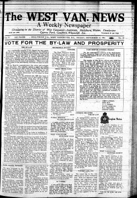 West Van. News (West Vancouver), 13 Nov 1931