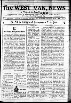 West Van. News (West Vancouver), 30 Dec 1931