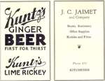 Kuntz's Ginger Beer and Lime Rickey; J.C. Jaimet