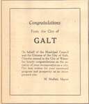 Page 15 Congratulatory message from City of Galt