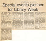 Special events planned for Library Week