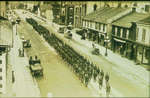 Soldiers of World War I marching on King Street, Waterloo, Ontario