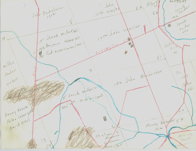 Waterloo Township map with names of early property owners