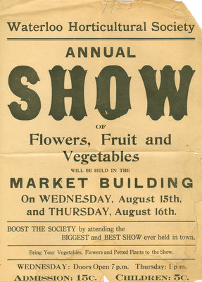 Waterloo Horticultural Society poster, 1923